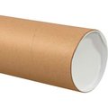 The Packaging Wholesalers Jumbo Mailing Tubes With Caps, 6" Dia. x 24"L, 0.125" Thick, Kraft, 10/Pack HD6024K